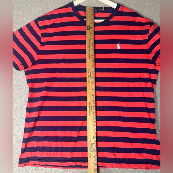 Polo Ralph Lauren Men Red Royal Blue Stripe Crew-Neck Classic Fit T Shirt Large - Picture 5 of 7